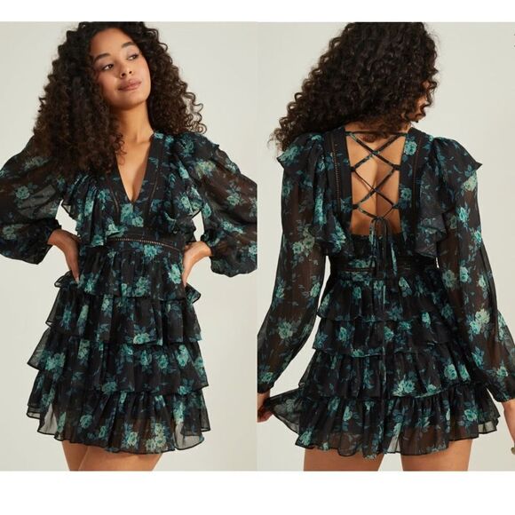 Altar'd State Maisley Ruffle Floral Mini Dress - Picture 1 of 11